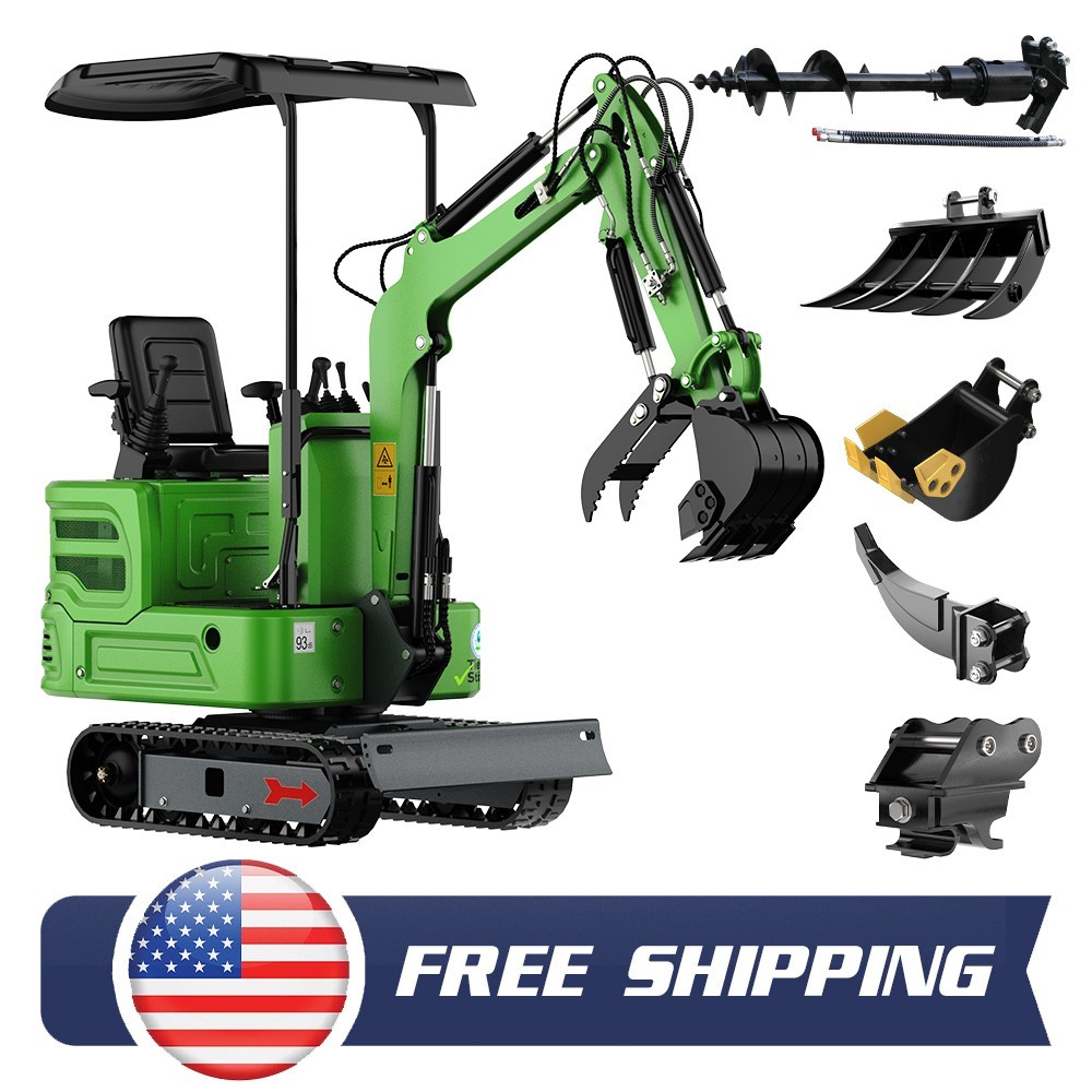 Mini Excavator 1 Ton Digger 13.5hp Gas Tracked Crawler B&S Engine pilot control