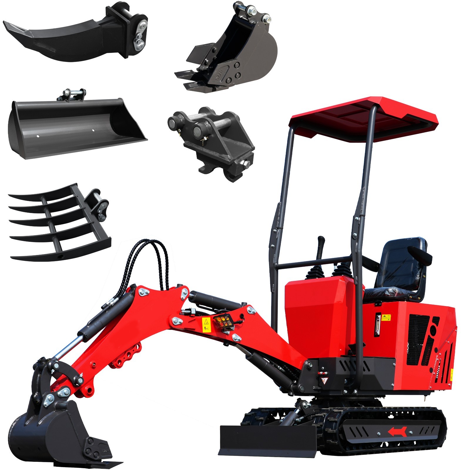 FREE SHIP 1Ton Mini excavator EPA Gas 13.5HP Attachment Combo Optional USA STOCK
