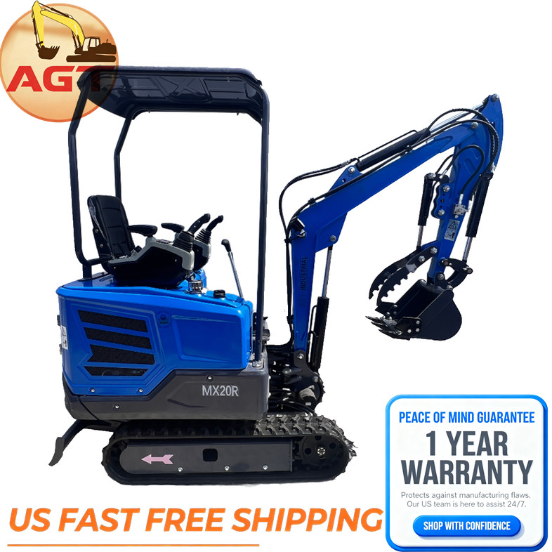 AGT Mini Excavator 1.2 Ton Digger Tracked Crawler Pilot Control 23 HP Gas MX20R