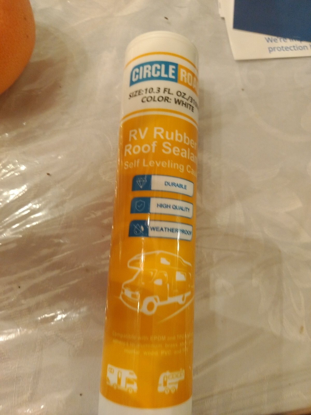 new circle road rv rubber  roof seal 10.3 oz white….no top