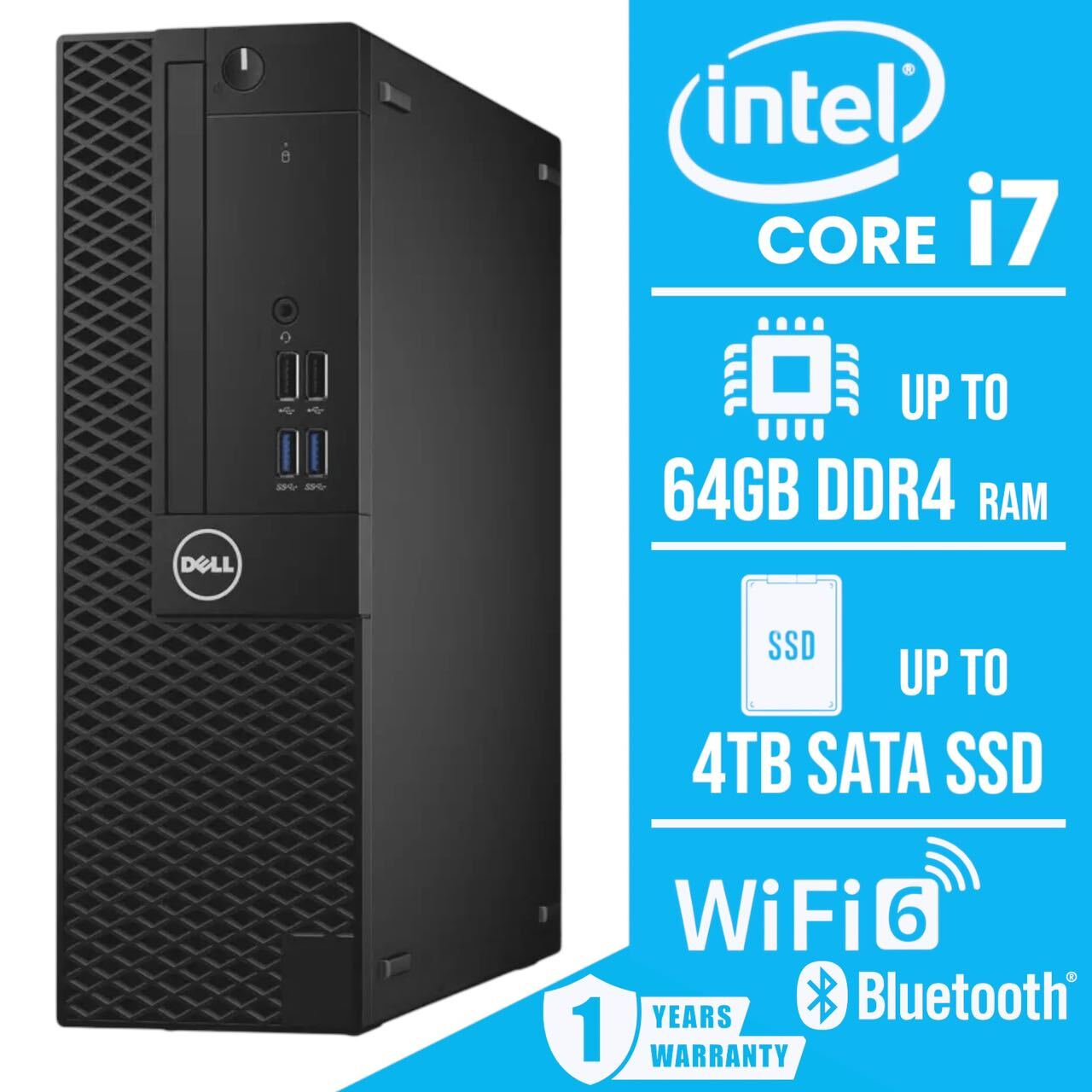 Dell Desktop Computer PC i7, up to 64GB RAM, 4TB SSD Windows 11/10, WIFI6 BT5.4