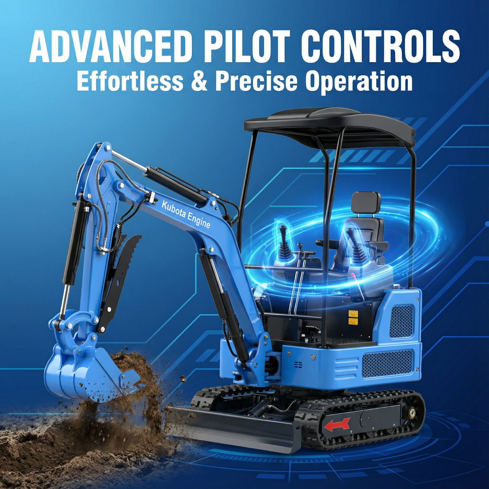 4,000 lbs Mini Excavator | KUBOTA Diesel Engine | Hydraulic Thumb，Compact Digger