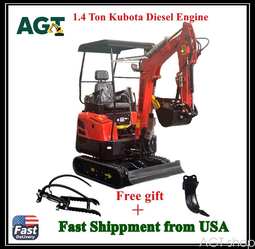 AGT 1.4 ton Kubota Diesel Engine Mini Excavator With Side Swing Boom NT18