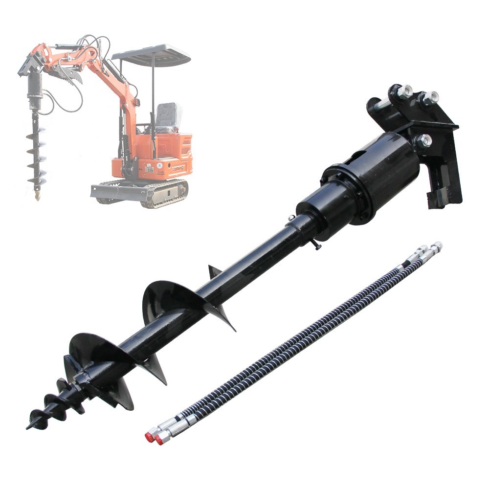200mm Diameter Hydraulic Auger Drill With Hoses For 1-1.5Ton Mini Excavator New