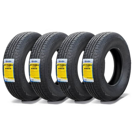 NAMA Set of 4 Heavy Duty Trailer Tires ST 175/80R13 91/87M 6 Ply, NM616 Semi-Steel Trailer Tires 175/80R13 6 Ply Load Range C