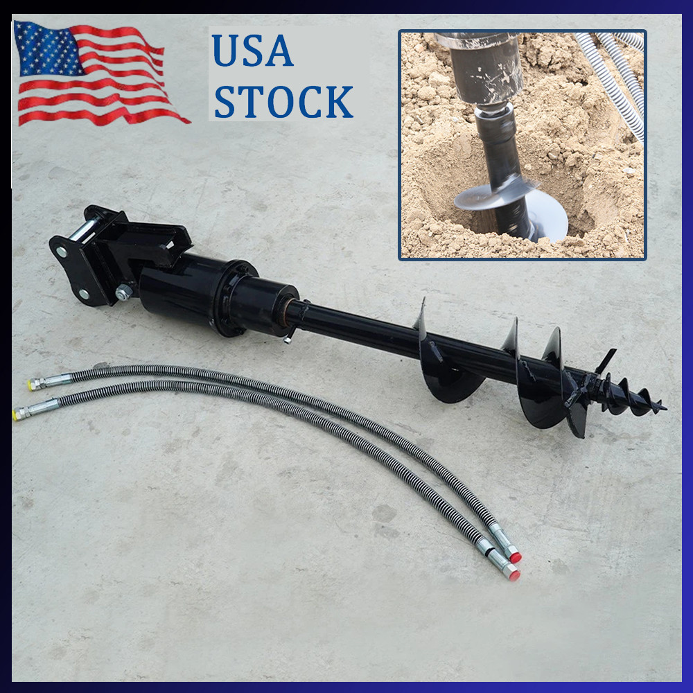 Auger Drill 8inch Drill Diameter 0.8-1.5Ton Mini Excavator with Hoses Pins New