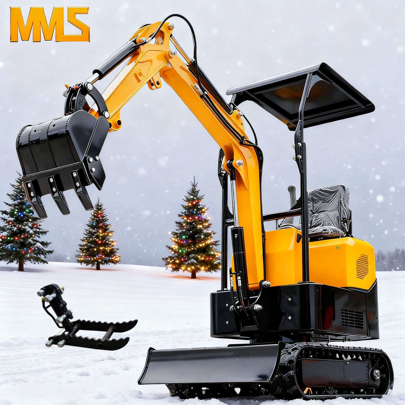 MMS Mini Excavator 1Ton Digger 13.5HP Gasoline Engine with Free Hydraulic Thumb