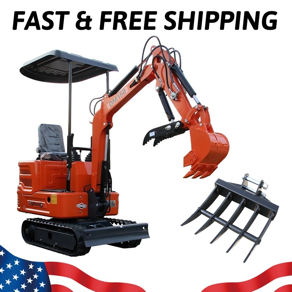 Free Shipping 1-Ton Mini Excavator 13.5HP B&S EPA Gas Engine, Hydraulic Digger