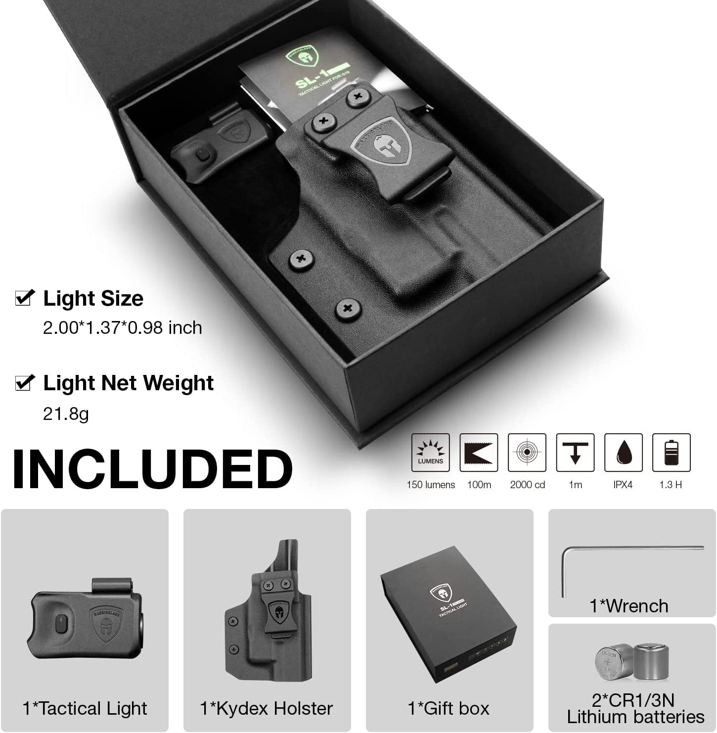 Tactical Flashlight with Holster For Glock 17/19/21/22 Gen 3 4 5&G23/32 Gen4