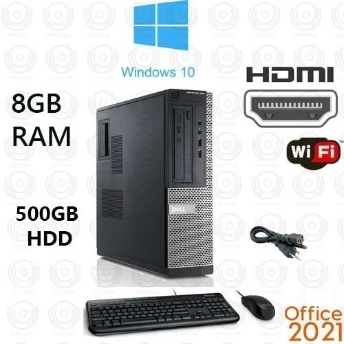 Dell OptiPlex Dual core Windows 10 500GB HDD 8GB RAM WiFi BT Desktop Computer PC