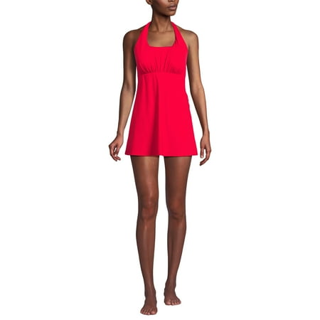 Lands’ End Women’s Square Neck Halter Swim Dress One Piece Swimsuit