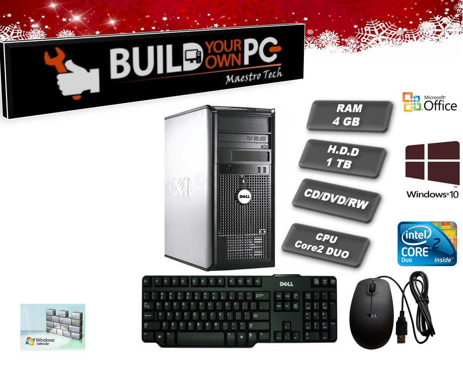 Clearance Dell DT Core 2 Duo WINDOWS 10 + LCD 19″ + KB + Office + WiFi