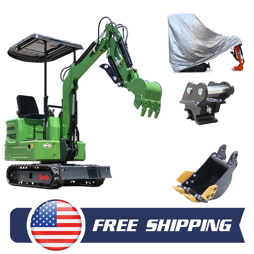 Free Ship Mini Excavator 1 Ton Digger 13.5hp Gas Tracked Crawler B&S EPA Engine