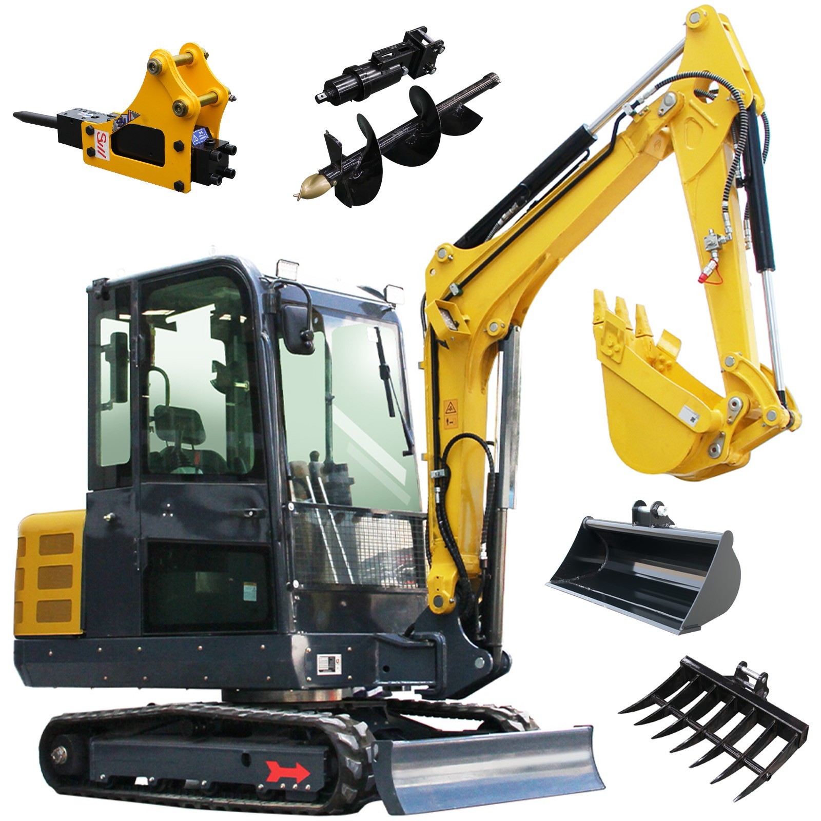 3.5Ton Mini Excavator 7700lbs Crawler Digger Kubota Diesel 25HP + 4 Attachment