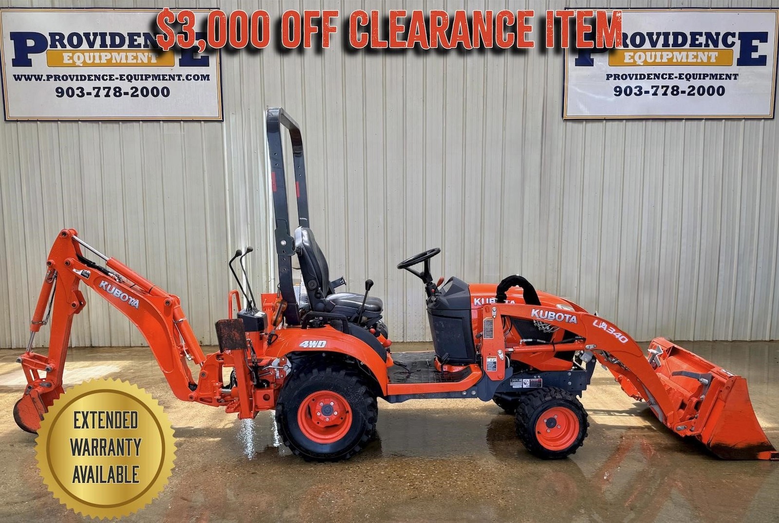 2020 KUBOTA BX23 4X4, OROPS LOADER BACKHOE TRACTOR WITH MANUAL BACKHOE