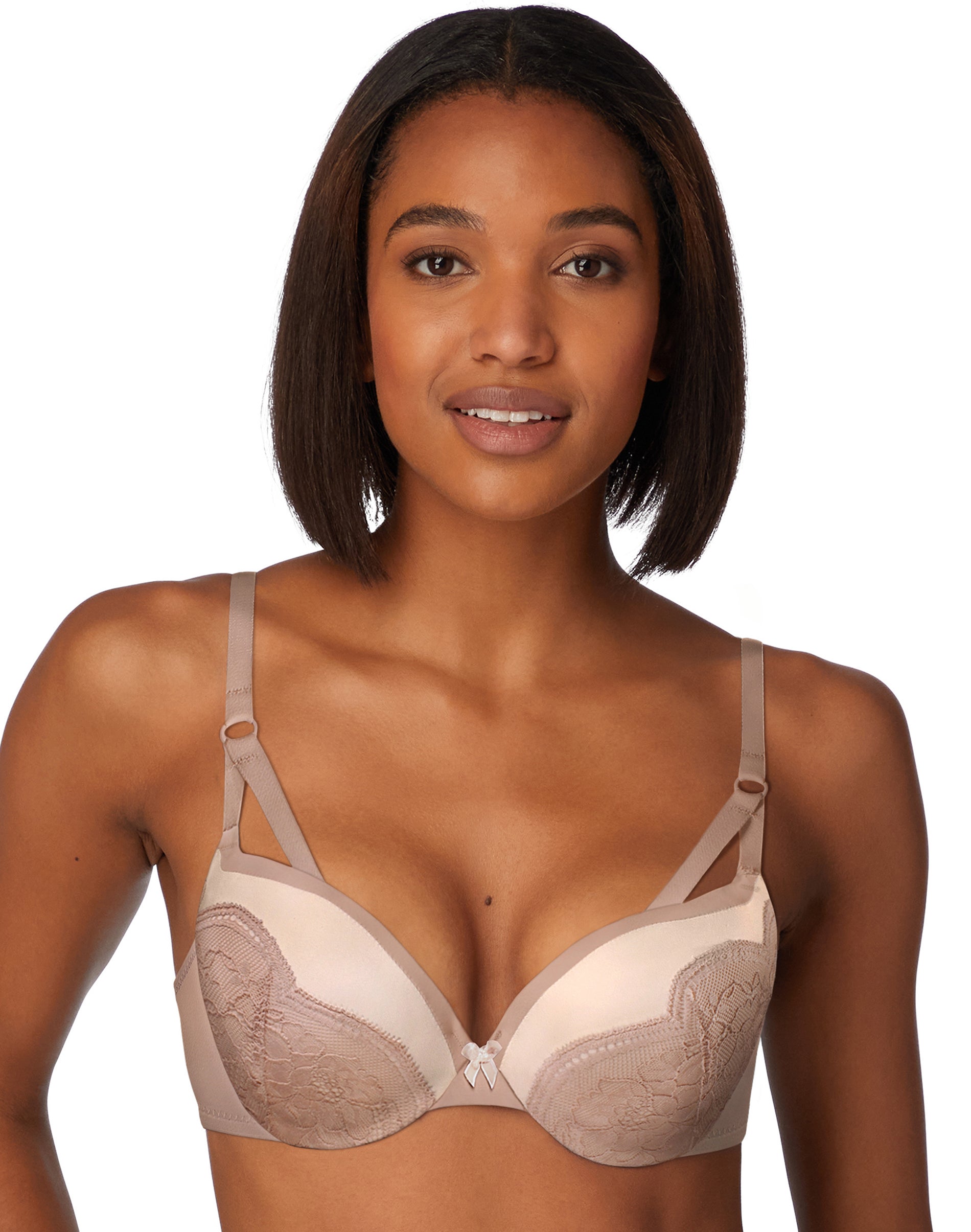 Maidenform Push Up & In Underwire Push-Up Bra Evening Blush w/Rose Petal Cream Lace 36A Women’s