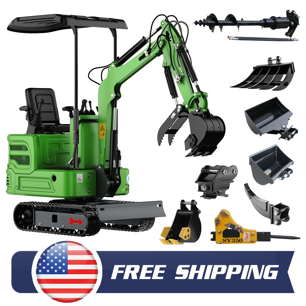 1 ton mini excavator with hydraulic grab, 13.5 horsepower, mini digger free ship