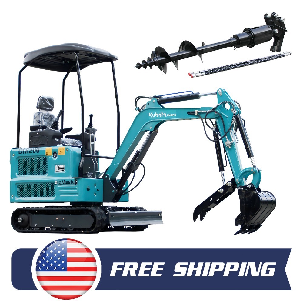 Mini Excavator 1.8 Ton Digger 4000Ibs  KUBOTA  Diesel Crawler+ AUGER Free Ship