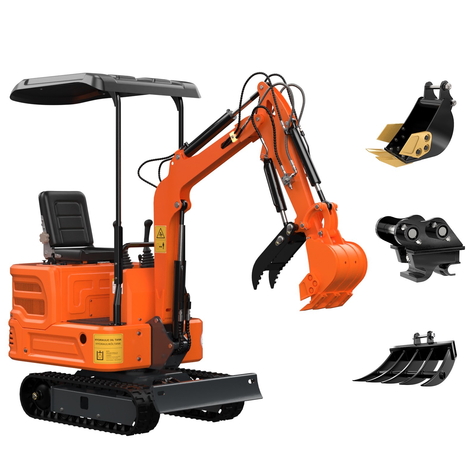 Hydraulic Thumb 1 Ton Mini Excavators Digger 13.5HP Gasoline Tracked Crawler