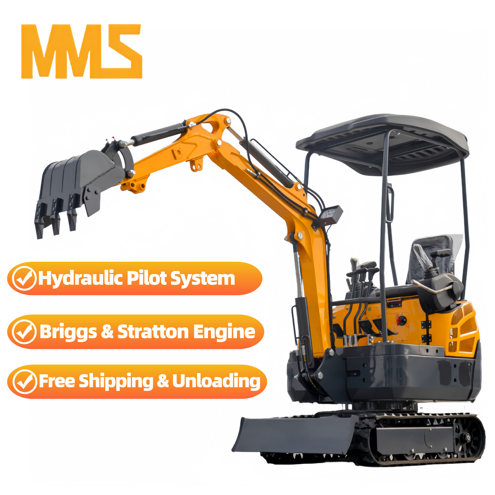 Free Shipping&Unloading MMS 1.6Ton Mini Excavator Hydraulic Pilot Small Digger