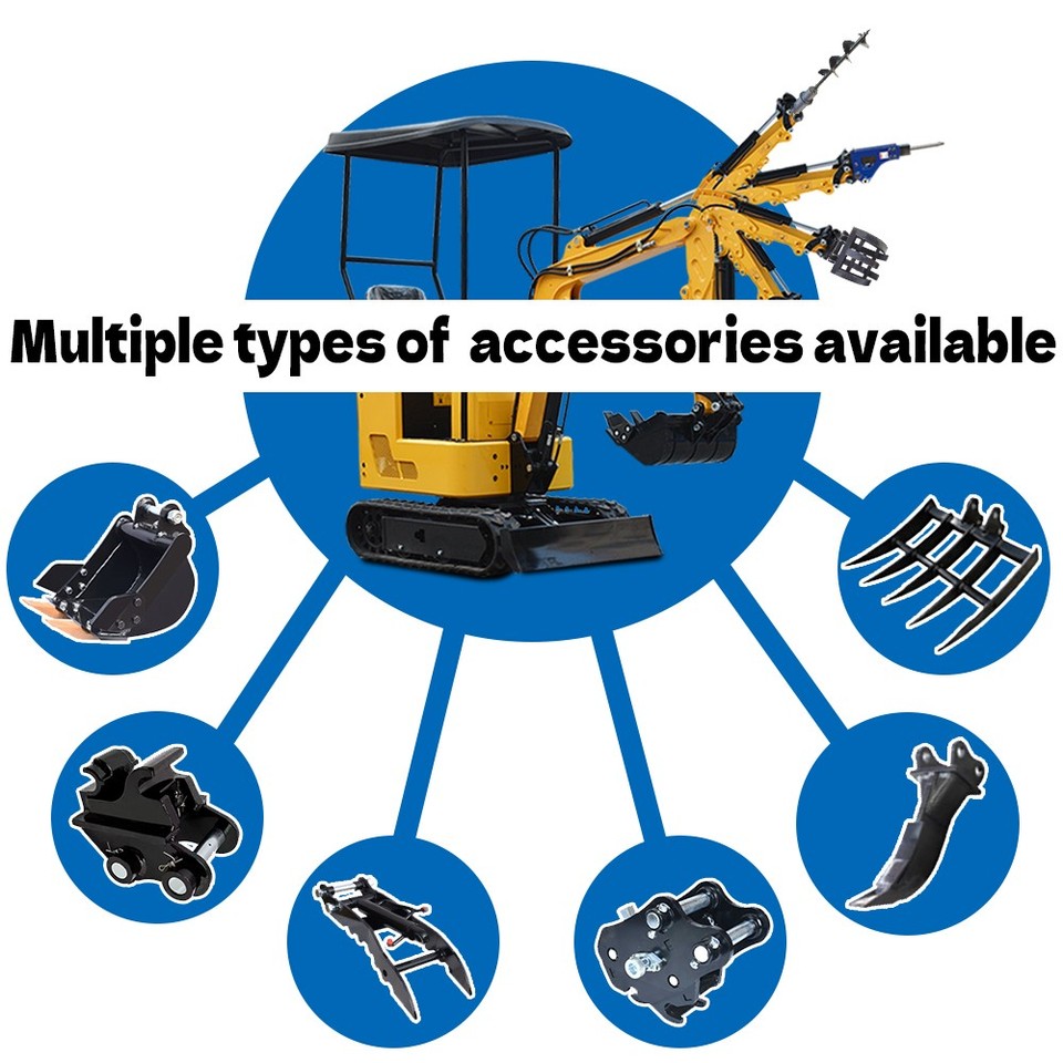 Mini Excavator Attachments Auger Ripper 200mm Bucket Quick Hitch Hydraulic Thumb