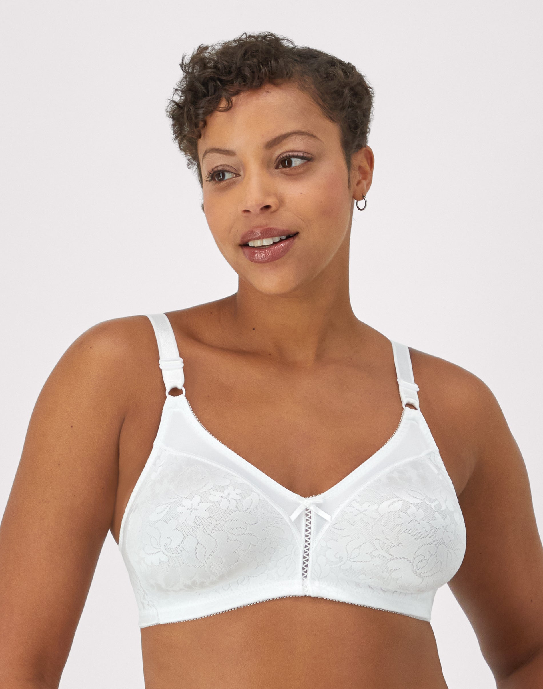 Bali Double Support Lace Wireless Bra White 36D Women’s