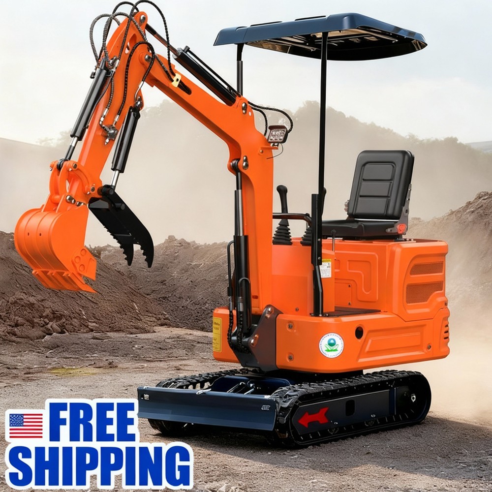 NEW Mini Excavator 1 Ton B&S Engine Track Digger 13.5HP +QUICKHITCH