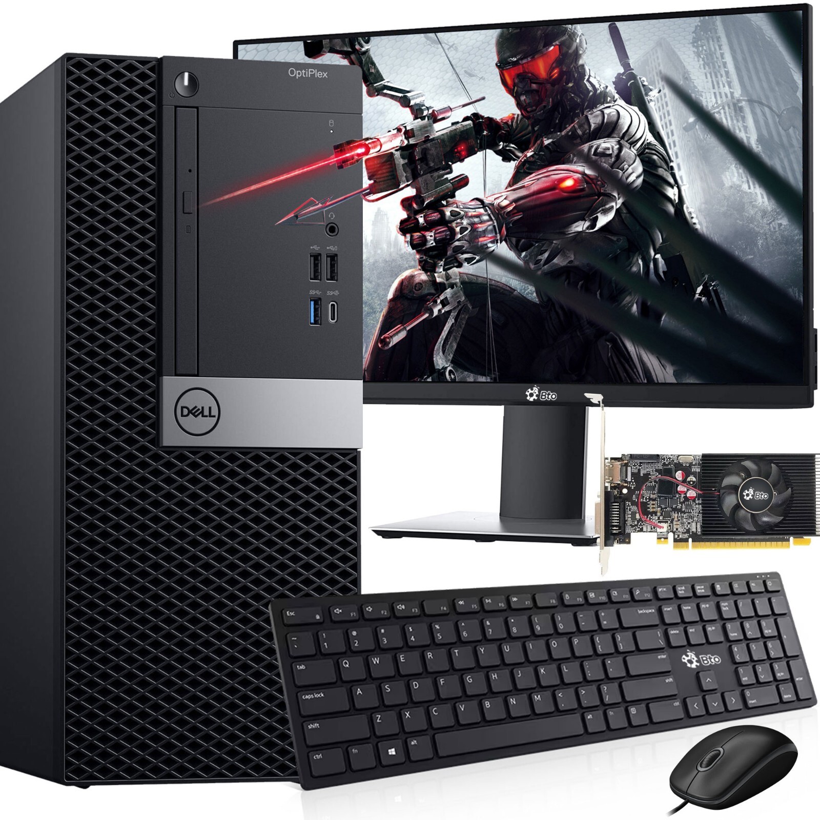 Dell MT Gaming PC Core i5-6th 16GB 1TB SSD 24″ LED NVIDIA GTX 1660s Windows 11