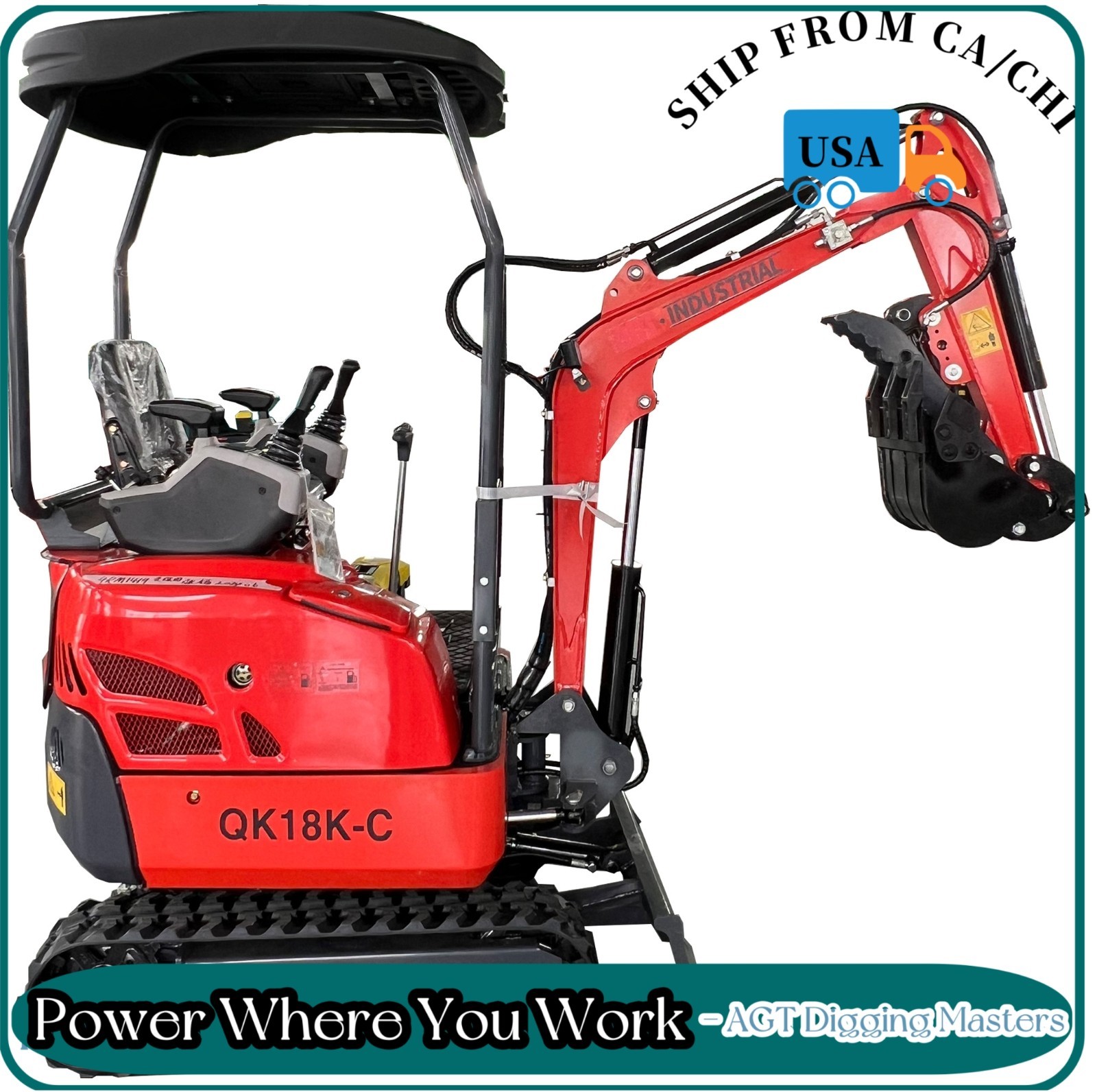 AGT Mini Excavator KUBOTA Engine EPA Certified Side Swing Boom High Performance