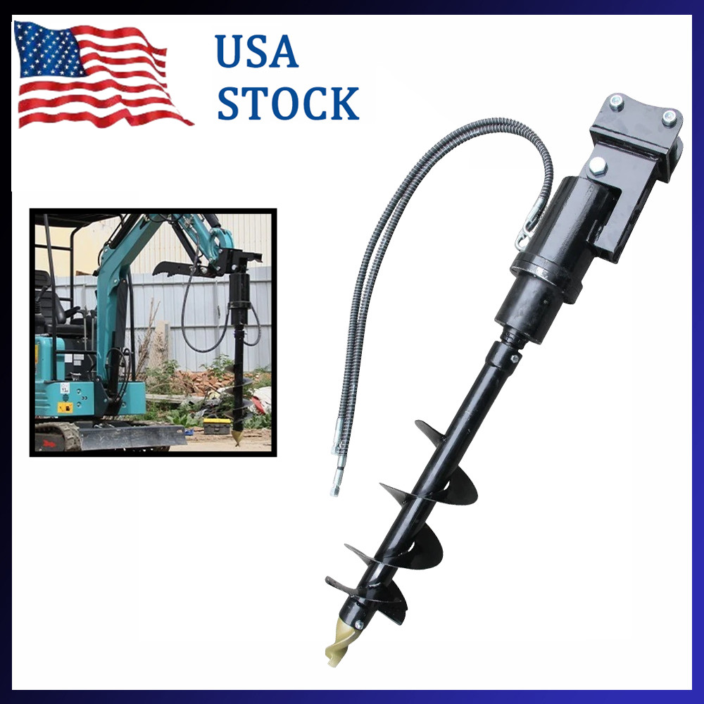 1.8Ton Mini Excavator Hydraulic Auger Drill 8inch Drill Diameter with Hoses New