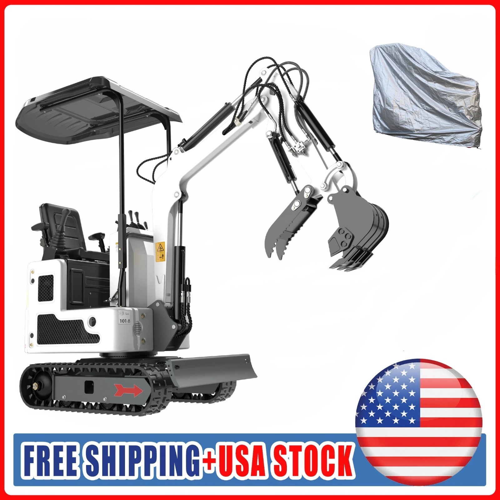 Free Ship Mini Excavator  1.3Ton Digger 13.5hp Tracked Crawler  B&S EPA Engine