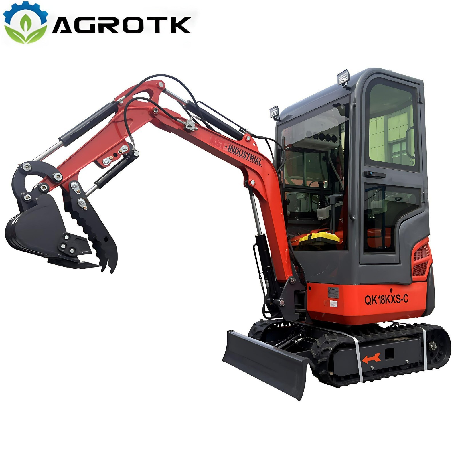 AGT 1Ton Kubota Engine Mini Excavator w/Air Conditioning Side Swing Enclosed Cab