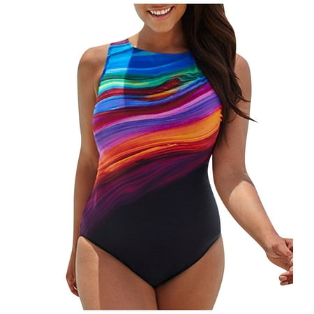 2025 Plus Size Swimwear,Women’s Fashion Conservative Gradient Stripe Large Beachwear Bikini