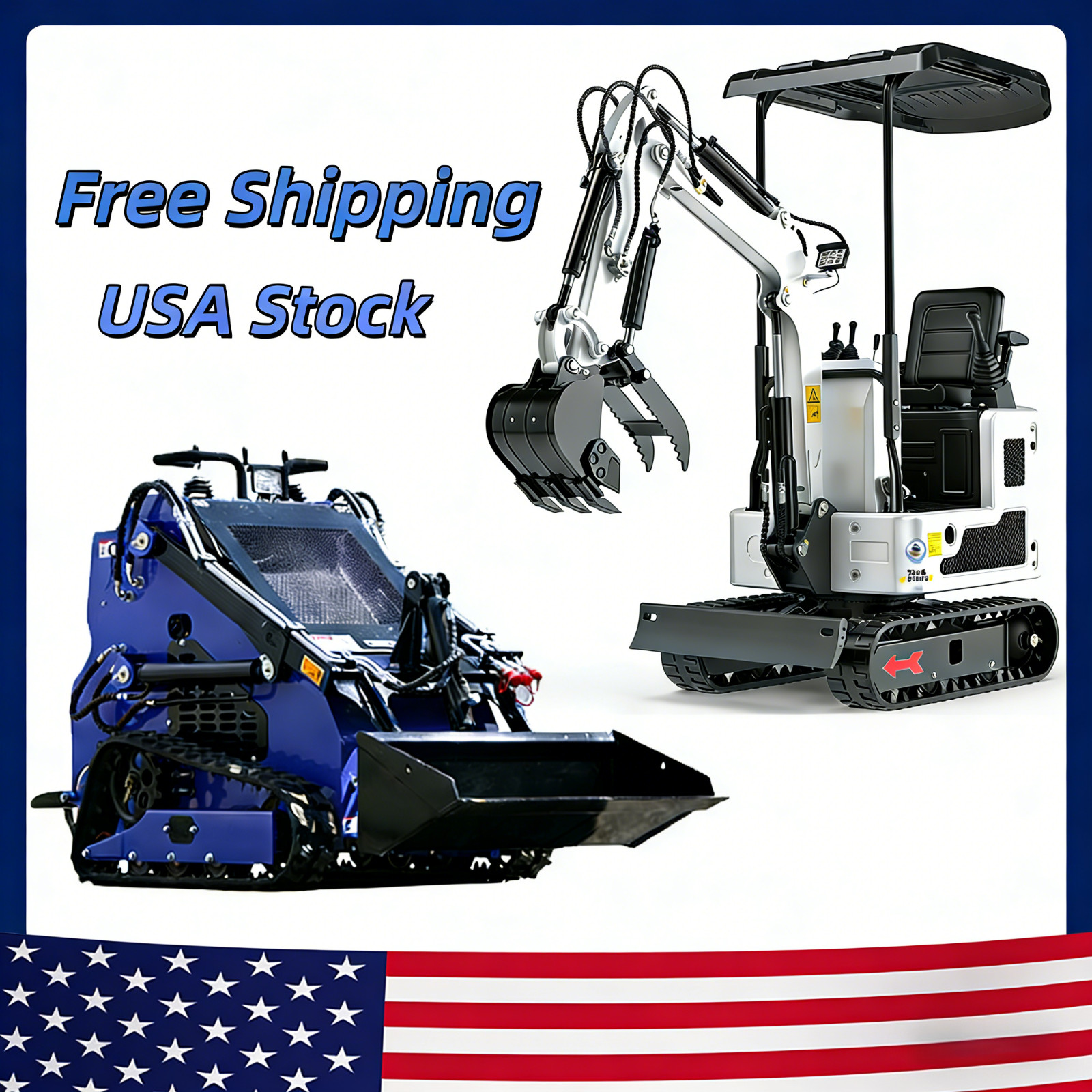 Mini Excavator 1Ton Pilot Control+22HP Mini Skid Steer Loader Twin-cylinder 2025