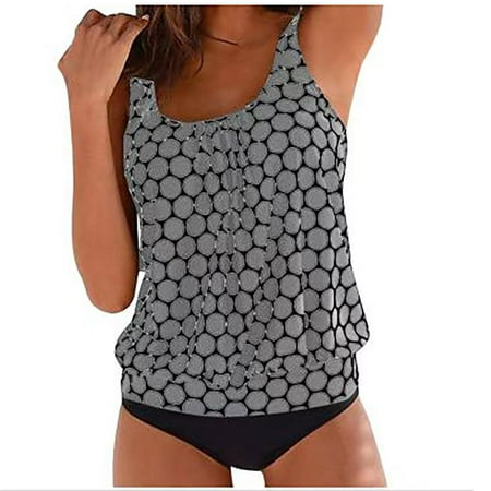 Patlollav Tankini Swimsuits for Women Two Piece Sexy Casual Bathing Suits Blouson Tankini Top with Shorts
