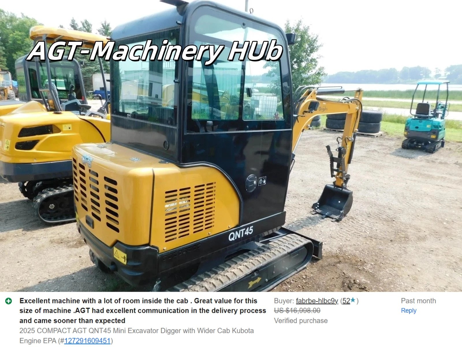 2025 COMPACT AGT QNT45 Mini Excavator Digger with Wider Cab Kubota Engine EPA