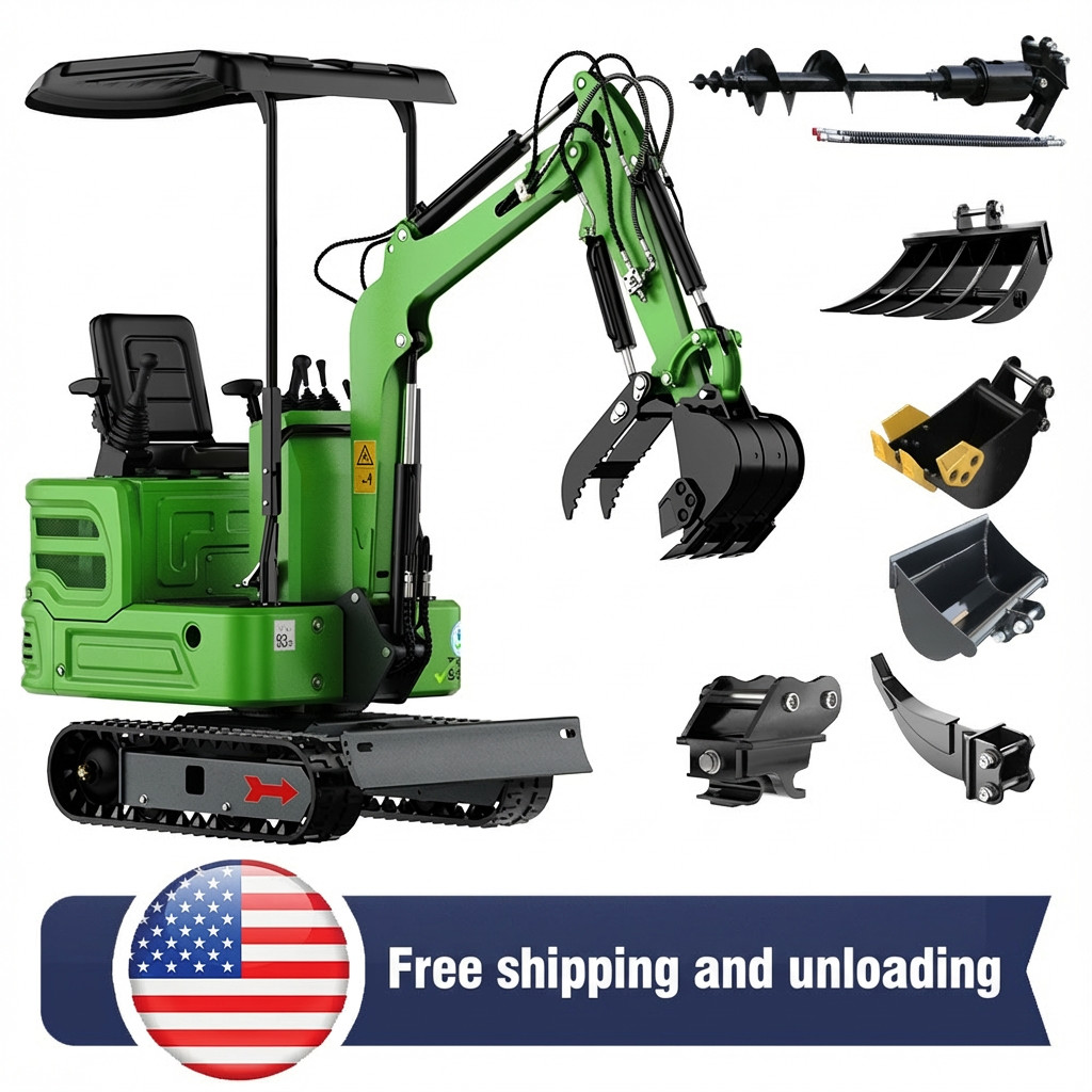 1 T mini Digger B&S engine 2000lbMini Excavator Hydraulic Cooler Pilot Operation