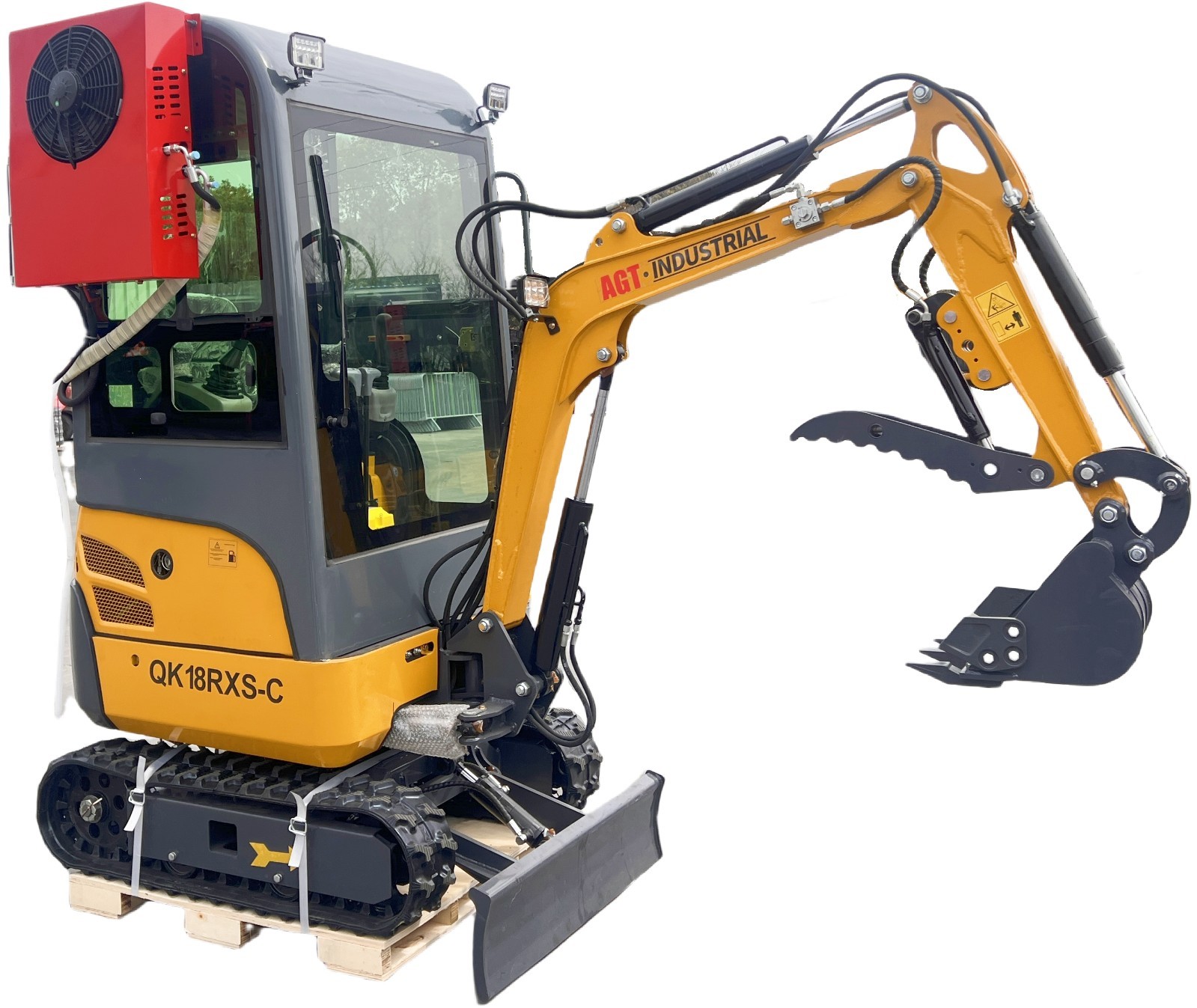 AGT KH18-C Mini Excavator Digger w/ Air Conditioner and Enclosed Cab Side Swing