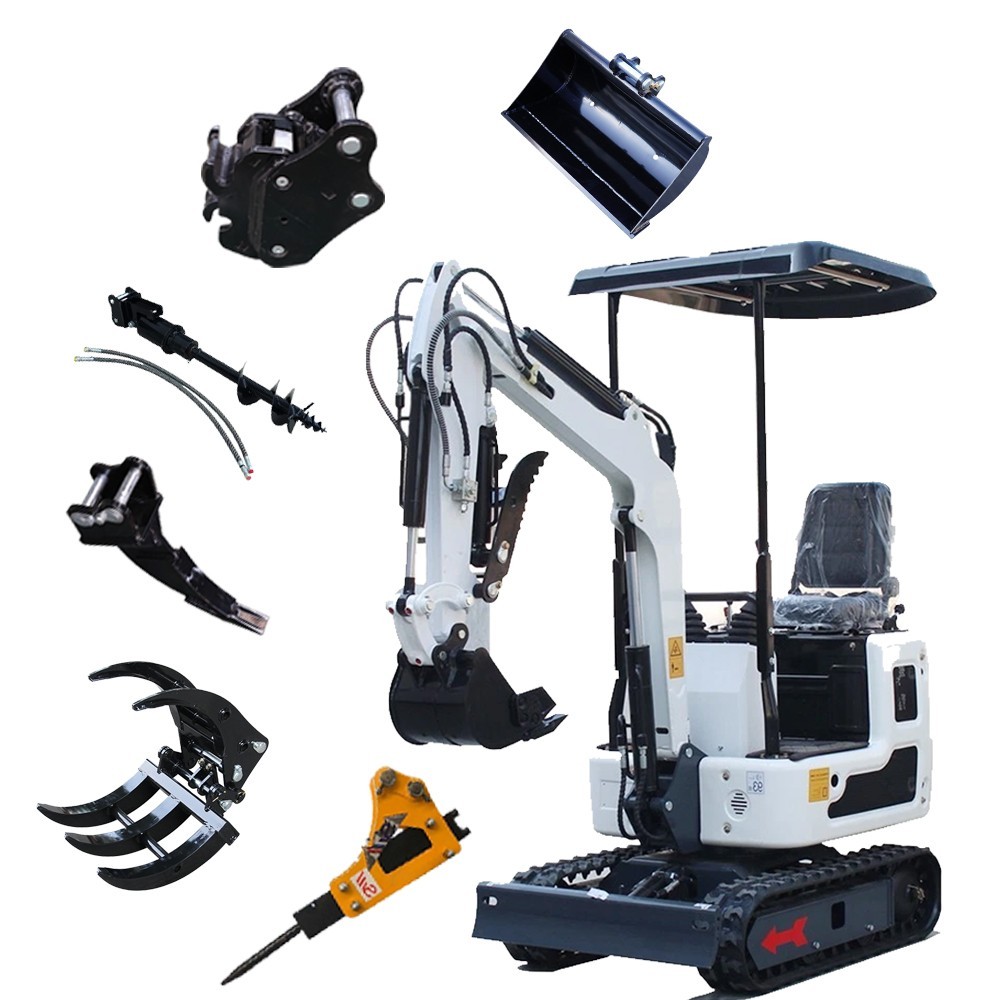 Mini Excavator 1Ton Track Digger B&S Engine with Attachments Breaker Hammer EPA