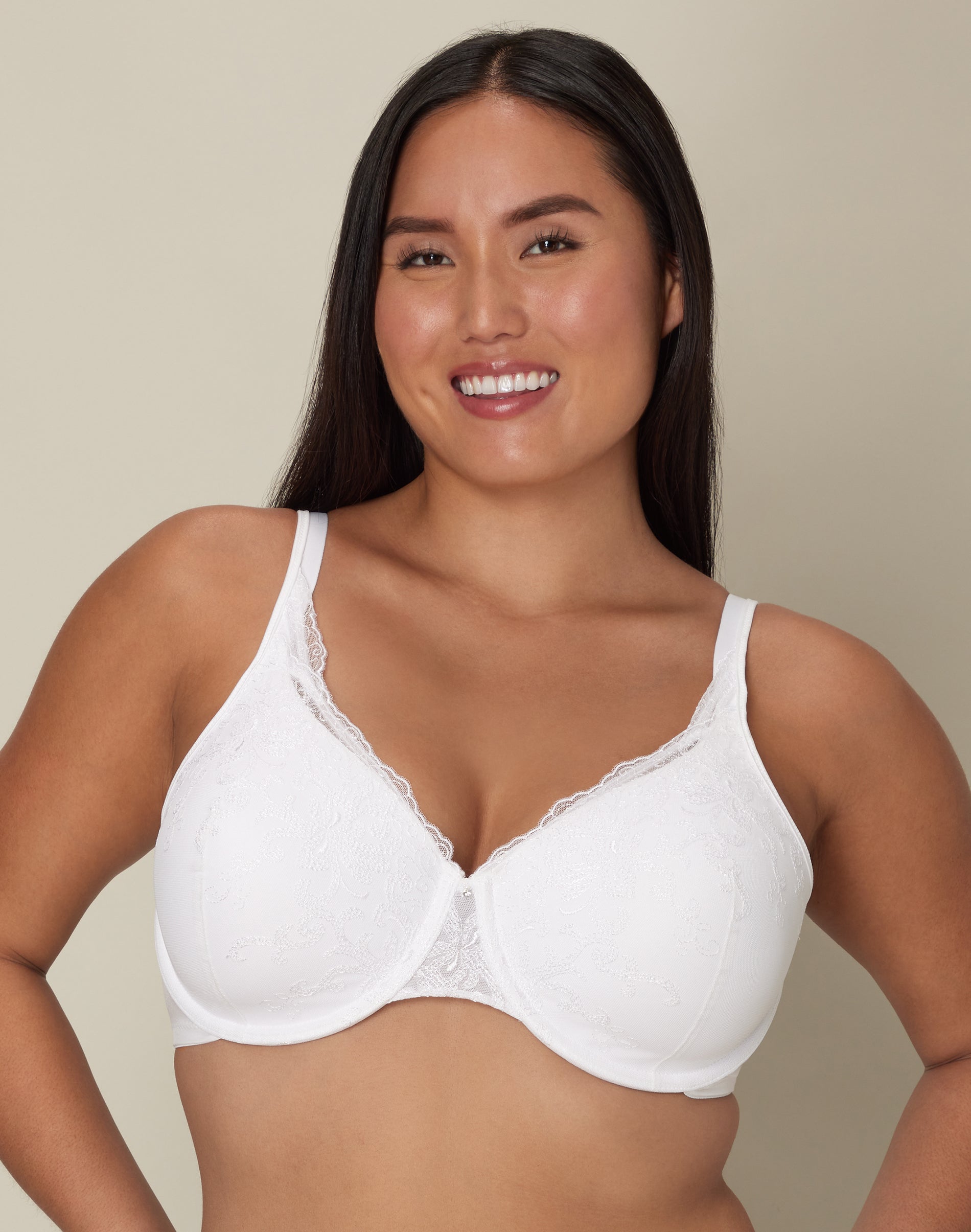 Playtex Secrets Beautiful Lift Embroidered Underwire Bra White 40DD Women’s