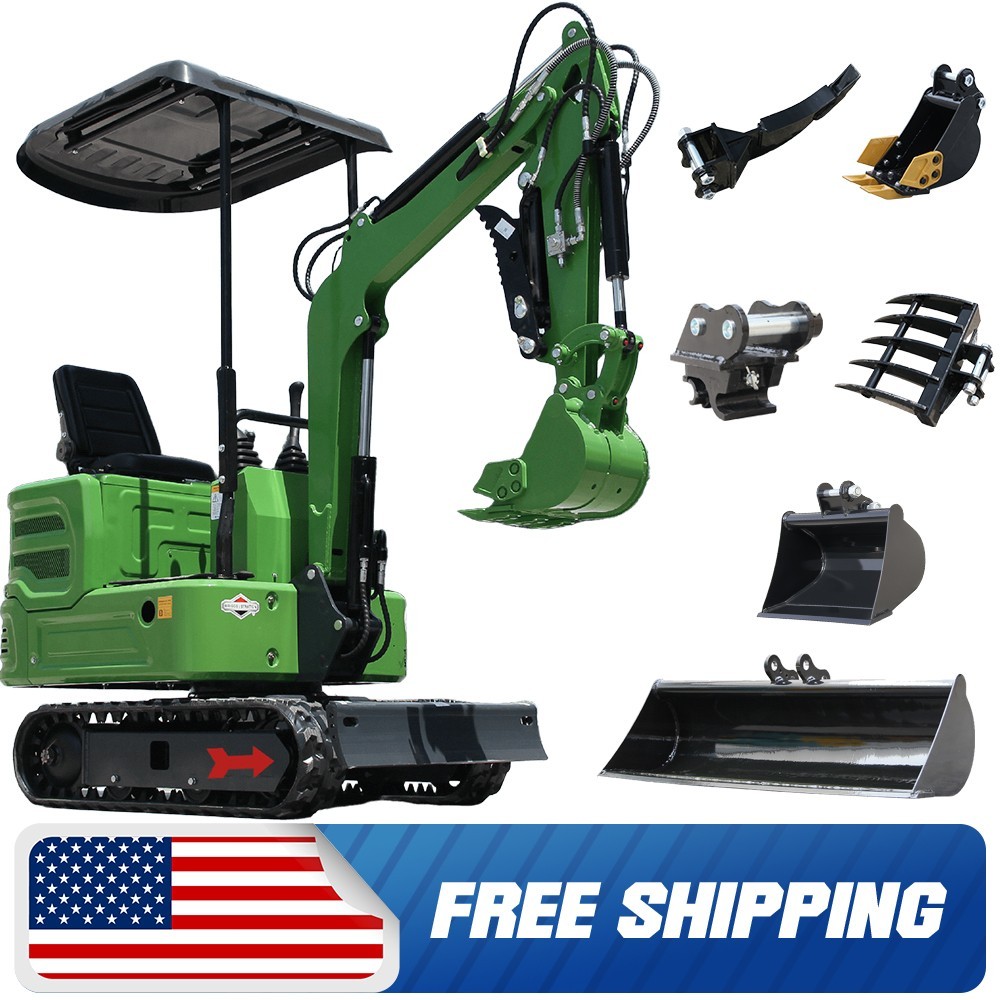 FREE SHIP 1Ton B&S Mini Excavator Tracked Crawler Digger 13.5 HP Hydraulic Thumb