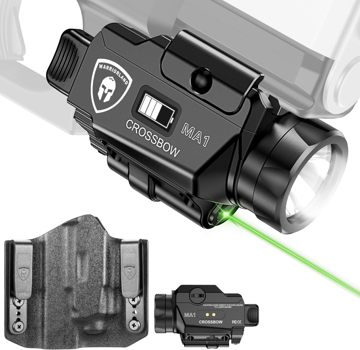 Universal Light Laser wi/Glock 17/19 OWB Holster,Green Beam&Tactical Light