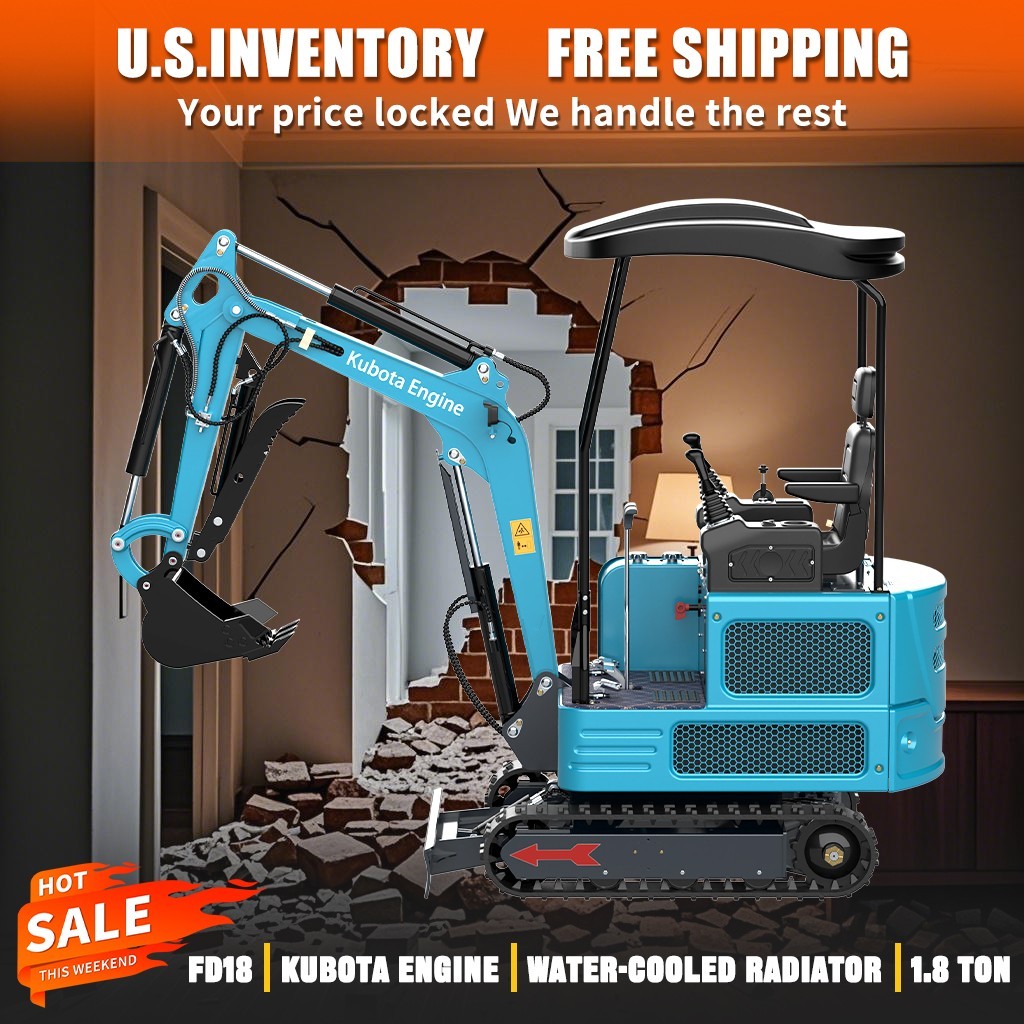 Free delivery.1.8TONmini excavator with Kubota engine and hydraulic thumb clamp