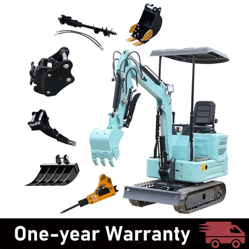 Mini Excavator KUBOTA Diesel Engine 1.4Ton Digger with 6 Attachments Auger Drill