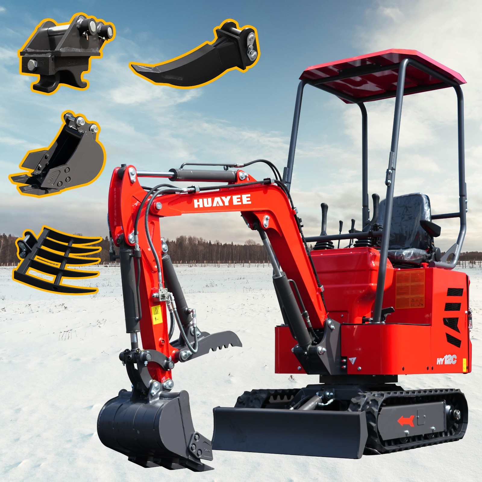 FREE SHIP/unloading HY12c HUAYEE Mini Excavator 1.2Ton 13.5hp Gas EPA Engine