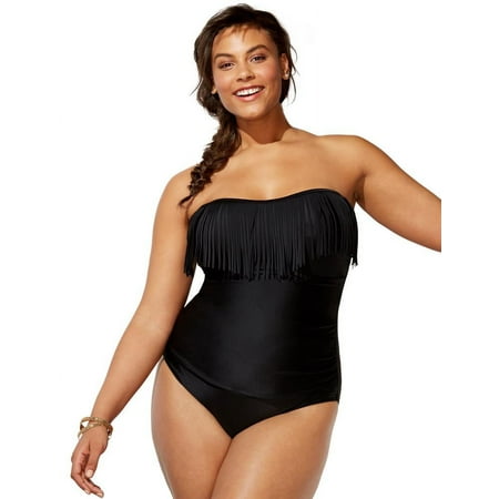 Swimsuits for All Women’s Fringe Bandeau One Piece Swimsuit