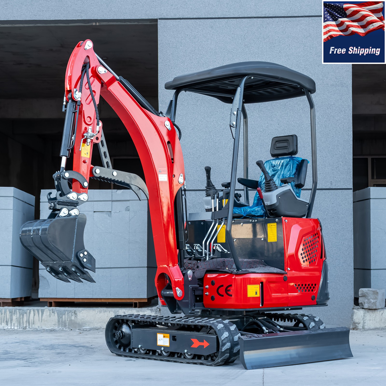 1.8 Ton 4000lbs Diesel Mini Excavator EPA Kubota D722 Pilot Side Swing 2026 USA