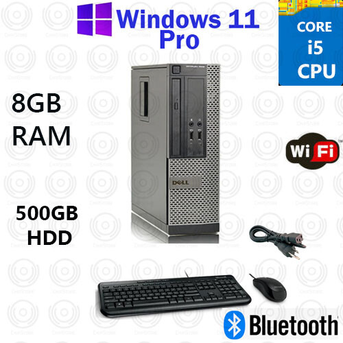 Windows 11 Pro Dell OptiPlex Core i5 500GB 8GB RAM WiFi BT Desktop Computer PC