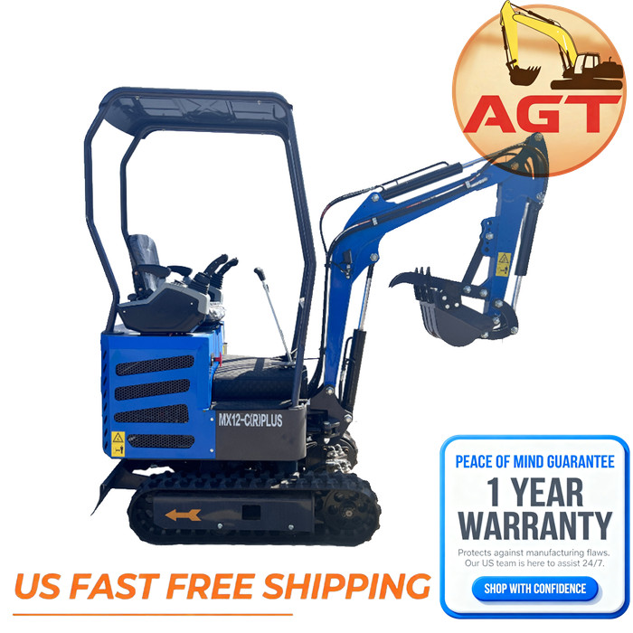 AGT MX12-CRPLUS Mini Excavator 2025 New W/ Side Swing Boom And Pilot Control