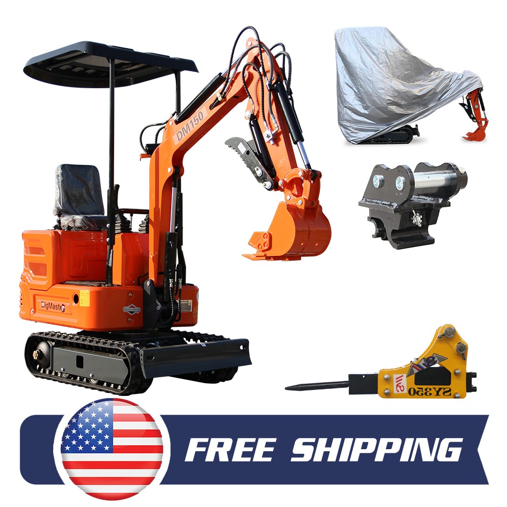 Free Ship Mini Excavator 1 Ton Digger 13.5hp Gas Tracked Crawler B&S EPA Engine